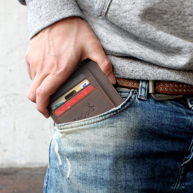 ZerDans Wallets for Men, RFID Blocking Minimalist Slim Front Pocket Leather Credit Card Holder with Magnetic Pocket - Image 5
